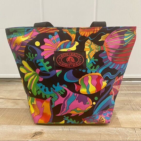VINTAGE Hawaii Mini Tote Psychedelic Aquatic NWOT! - Picture 1 of 8